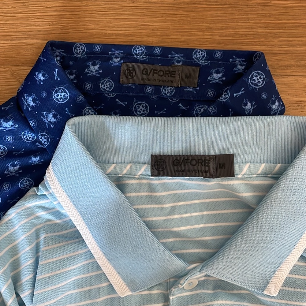 G/FORE Men's Polo Duo — Light Blue Striped & Navy Pattern - Picture 3 of 3